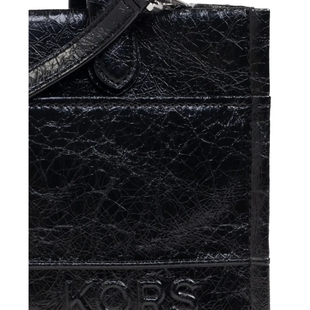 Michael Kors Gigi Black Tote Purse Bag Embossed Logo Women Designer NWT $309